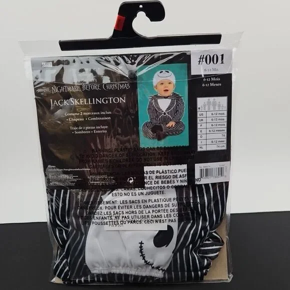 Nightmare Before Christmas Infant‎ Jack Skellington Costume Jumpsuit New - Picture 3 of 4